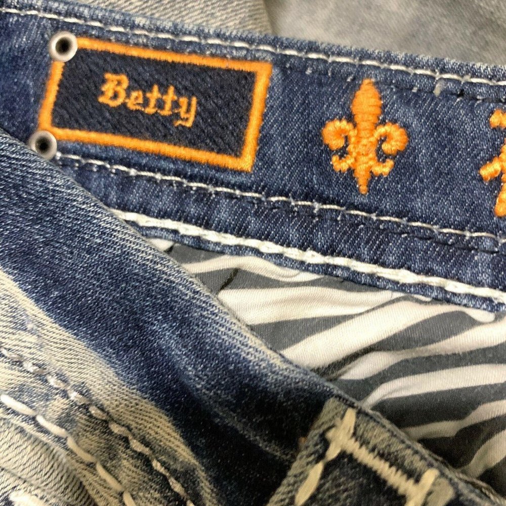 Rock Revival Jeans Sz 24 Embroidered Cropped Skinn - Picture 10 of 10